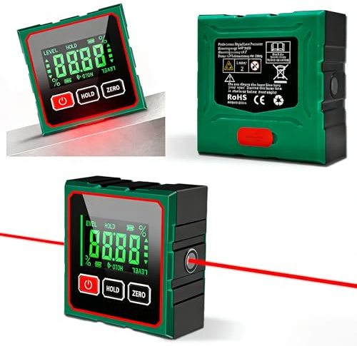 Digitaler Winkelmesser mit Laser, Neigungsmesser Digital, 4-Seitigem Magnetischem Wasserwaage Digital Magnetisch mit Elektronischem Laser für Holzarbeiten, Bau, Dekoration, DIY