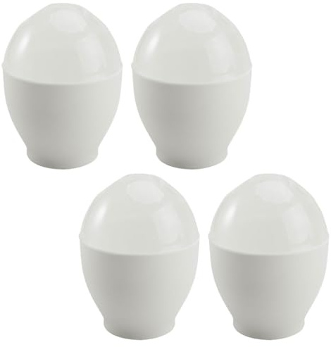 EXAOMBLE Recipiente para Cocer Huevos en Microondas 4 Piezas de Pp Blanco para Preparar Desayuno Rápido y Accesorio de Cocina Práctico