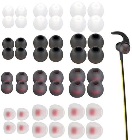 48 Pcs Silicone Earbud Tips, 4 Colours Ear Tips with 3 Sizes (S/M/L), Replacement Earbud Tips for Headphones