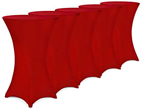 Deuba® 5X Stehtisch Hussen Ø 60-65/70-75/80-85cm Viele Farben 30°C Waschbar Verstärkte Standfüße Stehtischhusse Überzug Stretch (Ø 60-65cm, Rot)