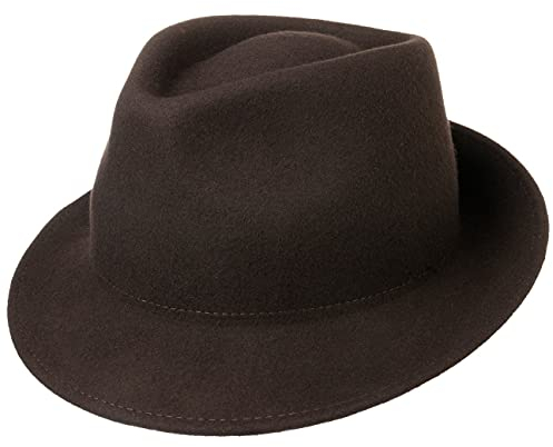 Lipodo Trilby Hut aus Wollfilz Herrenhut Made in Italy Herbst Winter Dunkelbraun L (58-59 cm)