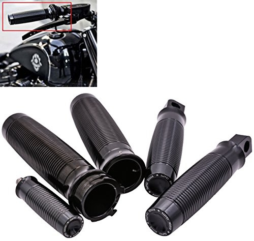 KATUR Moto Guidon Poignées Repose-Pieds Shifter Peg 1 Edge Cut Throttle CNC Aluminium Poignées Repose-Pieds pour 1996-2015 Harley Davidson Dyna Sportster Softail V-Rod VRSC (Noir)