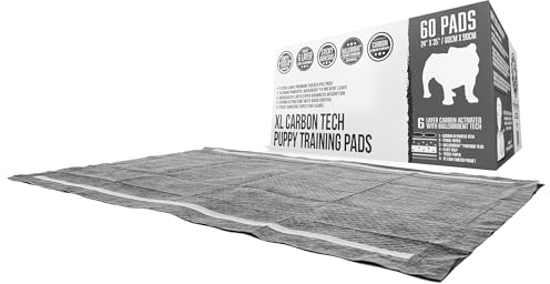 Bulldogology Premium Carbon XL - Empapadores Atrayente de Micciones para Cachorros con Cinta Adhesiva – 6 Capas con Tecnología de Polímero de Secado Rápido