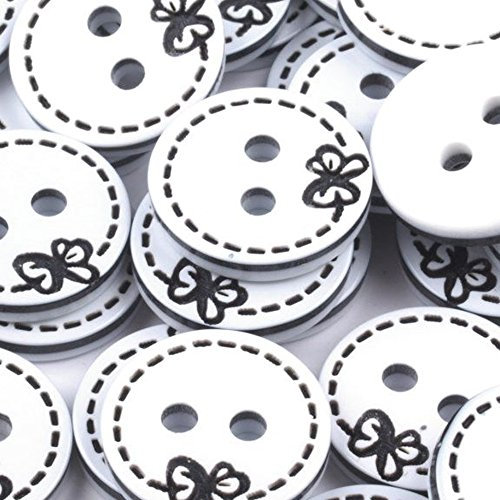 BIG-SAM - 10er Kinderknöpfe | Verschiedene Größen und Motive | ideal für Jacken, Pullover als Verzierung oder zum basteln (20 | Ø 12mm, Rund mit Schleifendruck - Schwarz)