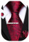 Barry.Wang Herren Krawatte, Paisleymuster, gestreift, Blumenmuster, Seidige Krawatte, Einstecktuch, Manschettenknöpfe, Clip-Set, Hochzeit, Party, formelle Geschäfte, Rotes Paisley, Einheitsgröße