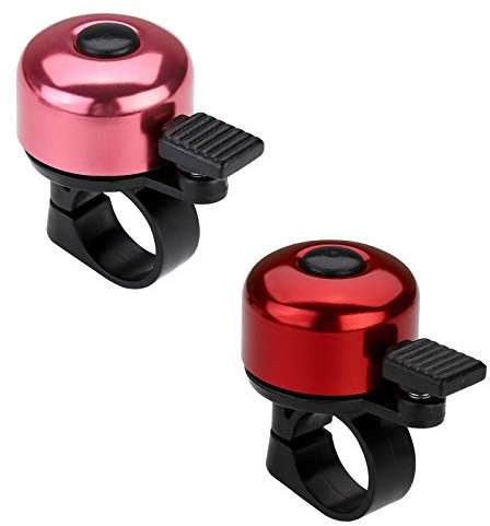 Paliston Fahrradklingel Mini Fahrrad Klingel Laut 120 db MTB Rennrad Radfahren Fahrradglocke Knackiger Sound für Erwachsene Kinder Jungen Mädchen Rot & Pink