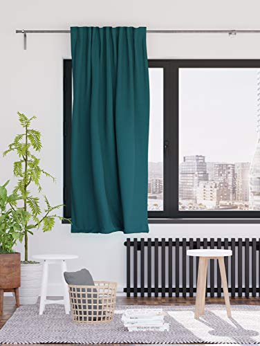 Homing blickdichter Verdunklungsvorhang Uni GardineVorhang Wohnzimmer Schlafzimmer Kinderzimmer Dekostoff, Petrol, 1 Stück, H x B: 175 cm x 140 cm, 5492-38