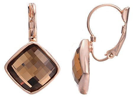 Vissen Boucles doreilles Dormeuses Femme Plaqué or Boucle d'oreille Pendante en Zirconium Jaune Chic Bijoux