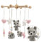 Minime Baby Mobile für Babybett Wickeltisch, Windspiel, Hängende Bettglocke, Babyzimmer, Teddy, Schildkröte, Bio-Baumwolle, Gehäkelt, Holz - Babyausstattung für Mädchen und Jungen (Rosa)