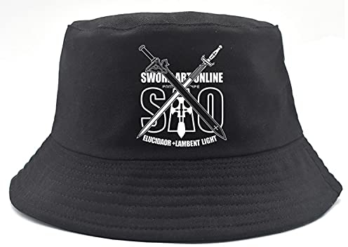 WANHONGYUE Sword Art Online Kirito SAO Anime Fischerhut Anglerhut Unisex UV Schutz Sonnenhut Sommer Faltbar Bucket Hut Strand Mütze Schwarz/1