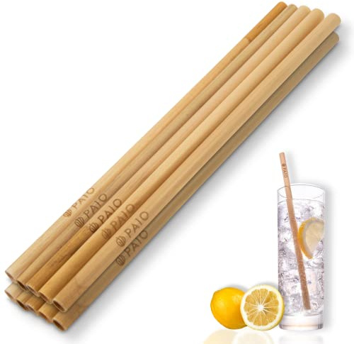 PAIO® Trinkhalme aus Schilf für alle Getränke I XL-Set für Party & Gastro I Alternative Strohhalme ohne Plastik I Wiederverwendbar - Nachhaltig - Umweltfreundlich (Longdrink: Ø 8mm / Länge 21cm)