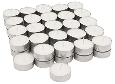 50 x Lumino Scaldavivande Bianche Singole Candele Senza Fragranza - Candeline Senza Odore 39 mm Diametro - Ideale Scaldavivande, Decorazione, Ambiente