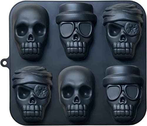 Taxually Große Totenkopf-Piraten-Kuchenform, 3D-Totenkopf-Silikon-Kuchenform, DIY Totenkopf-Kuchen-Schokoladenform, Totenkopf-Eiswürfelform, Spukbackform, Kuchenform für Halloween-Dekoration
