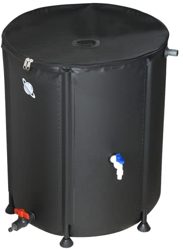 Lostronaut Réservoir d'eau de Pluie Portable de 98 litres – Système de Collecte d'eau de Pluie Pliable – Baril collecteur de Pluie avec Deux robinets et kit de trop-Plein – Comprend 25 étiquettes de
