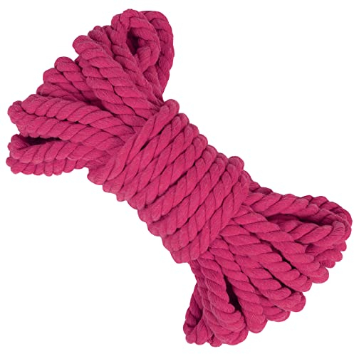 LEREATI Makramee Garn 8mm x 10m Baumwollseil Dicke Baumwollkordel Baumwollgarn, Macrame Cord Geflochten für DIY Handwerk, Basteln, Makramee Wandbehang, Vorhang, Hängepflanze (Rosenrot)