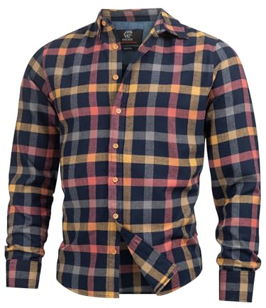 Indicode Herren Riverside Hemd kariert mit Button-Down-Kragen | Herrenhemd Männerhemd Navy Mix, L