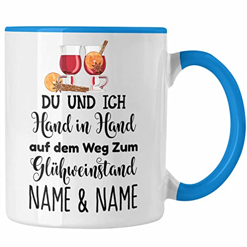 Trendation - Glühweintassen Personalisiert Glühwein Tasse Geschenk Weihnachtsmarkt (Blau)