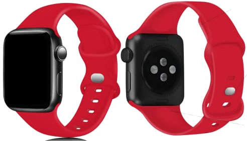 IMKRC - For Apple Watch Straps, Compatible with Apple Watch Straps Women, Bands for Apple Watch SE Strap, for Iwatch Strap, for Apple Watch Strap 44mm, (Bright_Red_Strap_38/40/41mm S-M)