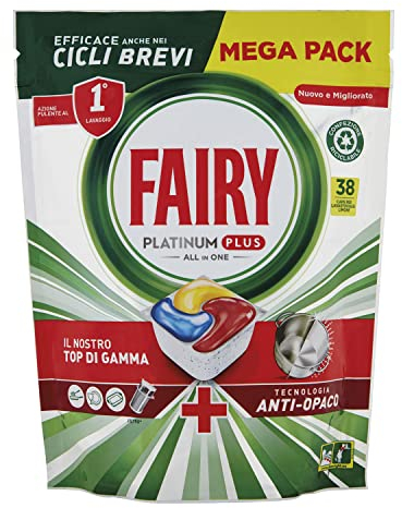 Fairy Platinum Lessive Plaquettes Lave-vaisselle Plus, Brillant, 152 Capsules Lave-vaisselle, Citron, Technologie Anti-Mat Avec Action Brillante, Contre La Graisse Et Les Incrustations Ostinées