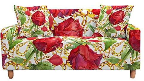 Mateju Blumenrebe Sofabezug Sofaüberwürfe 1/2/3/4 Sitzer Antirutsch Ecksofa Couchbezug L Form Sofa Stretch Spannbezug Sesselbezug für Wohnzimmer Wohnkultur (1-Sitzer90-140cm,Graffiti Rose)