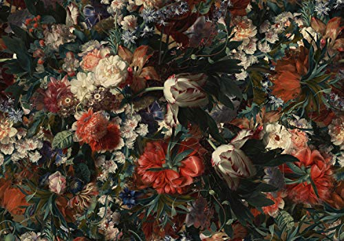wandmotiv24 Fototapete Vintage Blüten bunt, 200 x 140cm - selbstklebende Strukturtapete, Wanddeko, Wandbild, Wandtapete, Blume Blumen Rosen Rose M6718