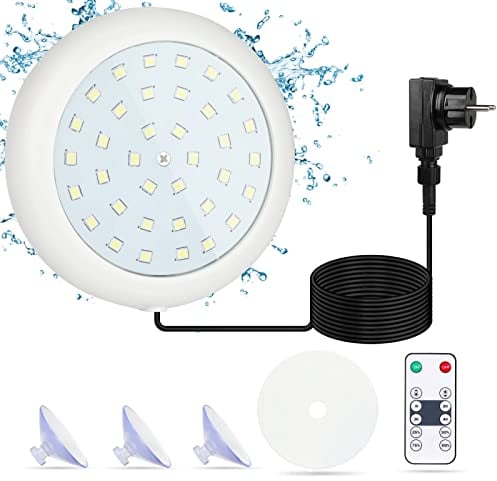 COOLWEST LED Poolbeleuchtung, 10W Weißes Licht Poolbeleuchtung Unterwasser Led mit Magnet für Stahlwandpools Framepools, IP68 Wasserdicht Dimmbar Poolbeleuchtung Unterwasser mit 7 m Kabel, 12V