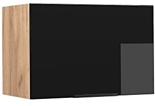 Vicco Hängeschrank Fame-Line, Schwarz-Eiche Hochglanz/Goldkraft Eiche, 60 cm Flach