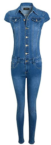 SS7 Womens Denim Jumpsuit Stretch Overalls All in One