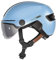 ABUS Stadthelm HUD-Y ACE - stylischer Fahrradhelm mit Visier und magnetischem, aufladbarem LED-Rücklicht - für Damen und Herren - Blau, Größe L