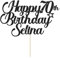 Personalised Happy Birthday Cake Topper Cake Decorations Double Sided Glitter Cake Toppers Custom Gifts for Women Men Friend with Any Age Name on 1st 10th 20th 30th 40th 50th (Black)