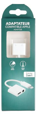 ITENSE - Adapter Apple auf Klinkenstecker, Apple Audio-Adapter – zum Anschließen eines Apple-Computers an einen Kopfhörer mit 3,5-mm-Klinkenstecker – 2-in-1: Audio (3,5 mm) + Strom (Apple) – Farbe: