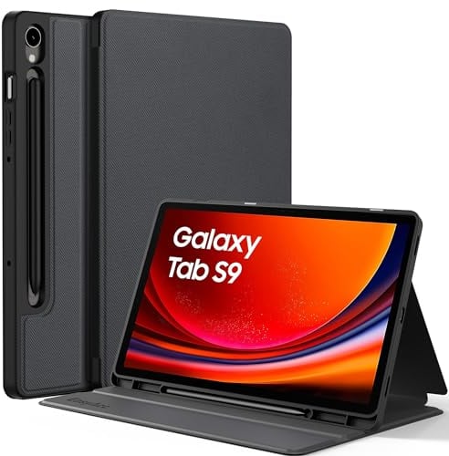 EasyAcc Custodia per Samsung Galaxy Tab S10 FE 10.9 Pollici 2025 / S9 FE 10.9 Pollici 2023 / S9 11 Pollici 2023,Multi-Angolo Visualizzazione, Nero