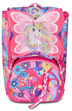 SJ GANG STYLE JAM GANG Zaino Scuola Estensibile, Rosa, Unibraid, Zaino Doppio Scomparto Estensibile Tramite Zip Laterali, Tasca Porta Borraccia, Scuole Elementari e Medie, Bambina Ragazza
