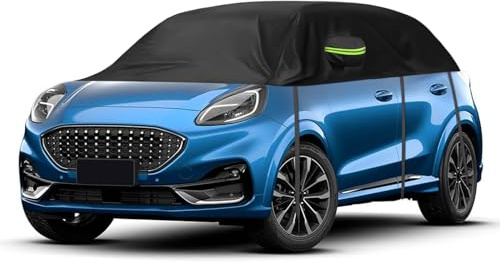Halbe Autoabdeckung Ersatz für Ford Puma 2019-2024, Halbgarage Upgrade Verdickter Allwetter Halbabdeckung Reflektierende Autoabdeckung wasserdichte Schutzhülle UV Schutz Schneeschutz