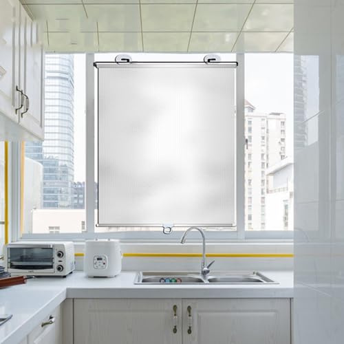 TemporäRe Jalousien Automatisch einziehbarer Sonnenschutz mit Saugnäpfen Heimgebrauch Vollständige Verdunkelung Balkon isolieren Wärmeisolierung,Abnehmbar Reisevorhang Fenster (58x125cm)