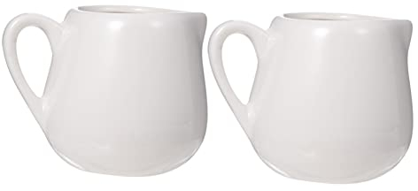 HAPINARY Mini jarra de leche de porcelana blanca juego de 2 – jarra pequeña de leche de café 70 ml – Exquisita salsera para servir leche y salsa práctica jarra de leche de cerámica con mango