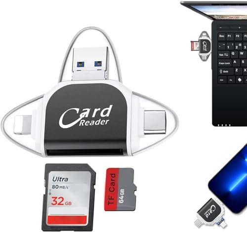 Lettore di schede SD TF universale multi-porta 4 in1, lettore di schede di memoria USB C SD TF, adattatore multiporta USB C Hub,lettore di schede di memoria TF multifunzionale (Nero)