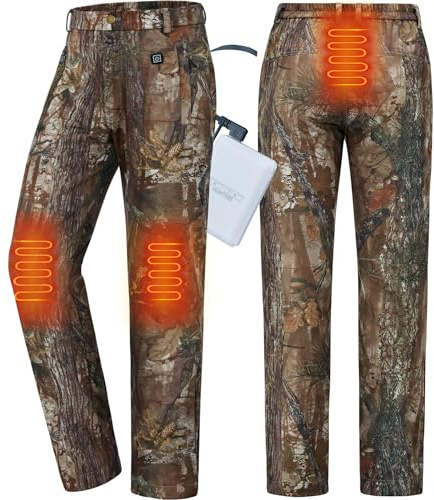 NEW VIEW Women Camo Heated Pants with 10000mAh Battery Pack, Fleece Lined Insulated Hunting Pants for Cold Winter Outdoors, Nv Tree Camo, S