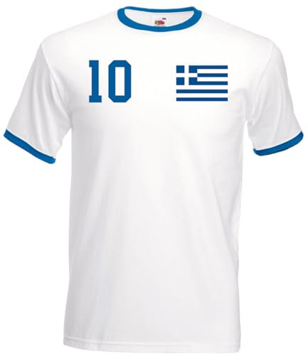 T-Shirt Homme Maillot de Football Grèce avec Nom et Numéro Personnalisés - Blanc S