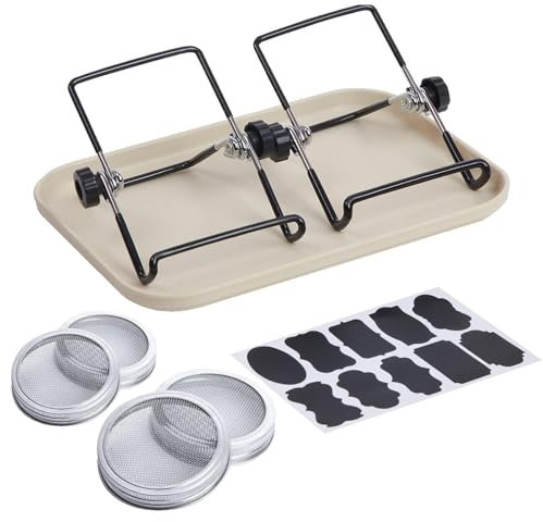 Ynnhik Sprossen-Anzuchtset - Sprossen-Keimungssets, Keimgläser Mit Breiter ÖFfnung, Keimset Mit Tablett, Edelstahlständer, Keimset Für Wachsende Sämlinge