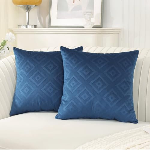 Ystyle Federe Cuscini Divano 40 X 40 Copri Cuscini per Divano Arredo Copricuscini Camera da Letto Federe Casa Moderni Elegante Morbido in Velluto con Cerniera Invisibile 2 Pezzi, Blu Scuro