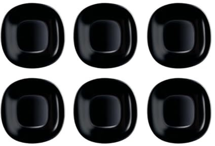 Luminarc Carine Negro 6 Plato Postre Opal Gris 19cm Opal Apto Microondas Apto Frigorífico Reciclable