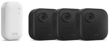 New Blink camera (Outdoor 4) | Newest model | Wireless HD smart security camera, two-year battery life, enhanced motion detection, works with Alexa | 3 camera system with Sync Module Core incl.| IP65