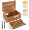 QCXWCJWD Boîte de Rangement en Bois avec Serrure, Grande Boîte-Cadeau en Bambou Avec 2 Pots, Tubes de Rangement, BoîTe au Trésor Boîte de Rangement Décorative, Coffret Cadeau en Bois (Brun)
