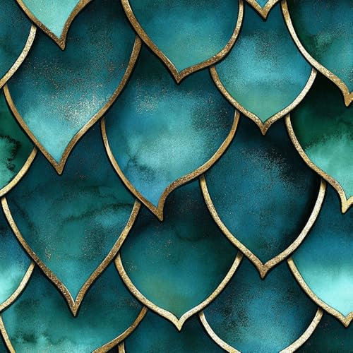 JIAOQSS Papier peint adhésif Or Bleu Vert Autocollant mural repositionnable Géométrie irrégulière Papier Adhésif Décoratif pour Meuble Papier Peint Chambre Enfant Salon Armoire Décorations