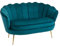HOMCOM Sofa 2 Sitzer Couch mit Armlehne blütenblattförmiger Rückenlehne Dick Gepolstert Polstersofa Modern Doppelsofa mit Samtoptik, Metallbeine für Wohnzimmer, 130 x 77 x 77 cm, Dunkelgrün