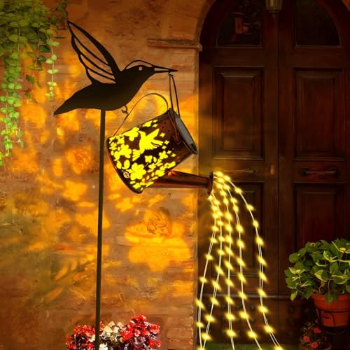 Nexoria Solar Giesskanne für Außen, Solarlampen für Außen Garten LED Solar Giesskanne mit Lichterkette Gartenleuchten So larstecker Gartenleuchten für Rasen Balkon (B)