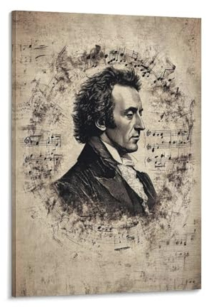 NFFBGFD Frédéric Chopin Portretafdruk Leinwand-Poster, Wandkunst, Dekordruck, Bild, Gemälde für Wohnzimmer, Schlafzimmer, Dekoration, 20 x 30 cm