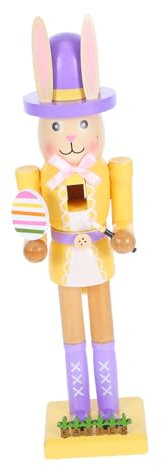 FONDOTIN Holz Walnussknacker in Form Eines Osterhasen Holzfigur Für Holzsoldaten-Ornament Für Ostertischdekorationen Heimdekoration Und Feiertagspartys