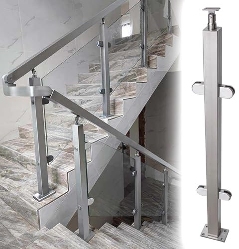 Geländerpfosten Eckpfosten für Glasgeländer, Glasgeländer-Set mit Klemme, Terrassengeländerpfosten aus Edelstahl für den Außenbereich – Glas für Geländer im Innen- und Außenbereich von Terrassen(Mid P